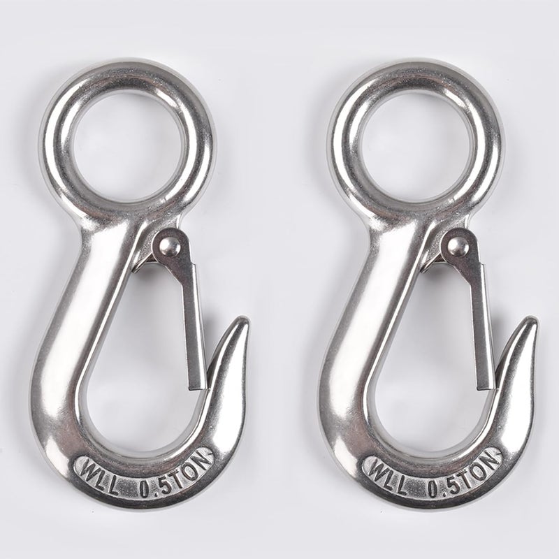 Alele 2Pack 0.5T Crane Scale Grab Hooks,Slip Hooks,Stainless Steel Lifting Hook Rigging Accessory - Image 1